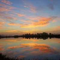 Sunset and Dusk Skies over the water at Big Cypress National Preserve