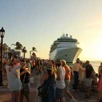 Cruise ship against the sunset at Key West, Florida
