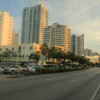 Looking down the street in Miami, Florida