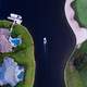 House and boat in Canal in Florida