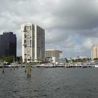 Flagler Drive and Skyline in West Palm Beach, Florida