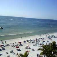 People and landscape on the coastline in Fort Myers Beach, Florida