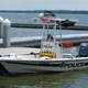 Police boat at the dock at Tavares, Florida