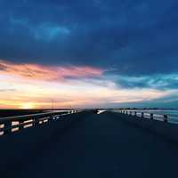 Sunset over the Bridge and Bay in Tampa, Florida