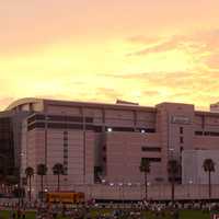 Amalie Arena in Tampa, Florida Sunset