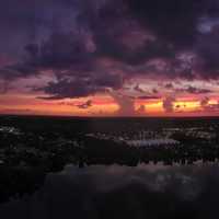 Dark Tampa with lights under the purple sky in Florida