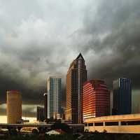Skyline of Tampa, Florida with Clouds