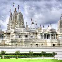 Hindu Temple with clouds over top in Atlanta Georgia