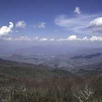 Mountains and Valley under sky and clouds from Brasstown Bald, Georgia