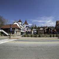 Bavarian Theme Village buildings across the street in Alpine, Helen, Georgia