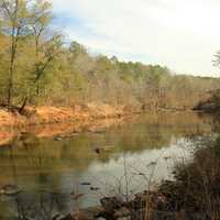 The river and landscape at High Falls State Park, Georgia