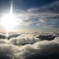 Sea of clouds with the bright sun on Haleakala National Park, Hawaii