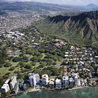 Full City View below the Mountain of Honolulu, Hawaii