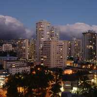 Night time towers in Honolulu, Hawaii