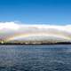 Rainbow over Honolulu, Hawaii seascape