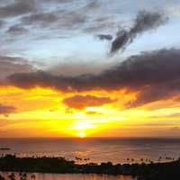 Sunset over the ocean in Honolulu, Hawaii