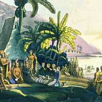 King Kamehameha of Hawaii receiving Russian Naval expedition