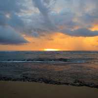 Sunset over the ocean seascape in Hawaii