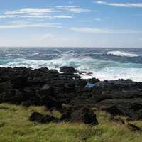 Waves crashing off the coast of the big Island in Hawaii