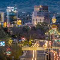 Cityscape of Boise Lighted Up at Night in Boise, Idaho