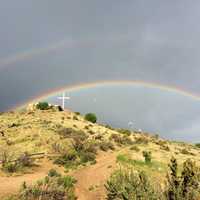 Double Rainbow over Table Rock landscape in Boise, Idaho