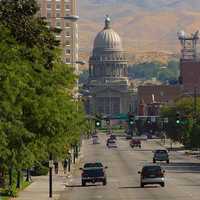 View of Streets and State Capital in Boise, Idaho