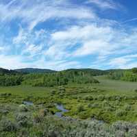 Beautiful landscape with clouds in the blue sky