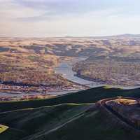 Landscape view of the valley and town of Lewiston, Idaho