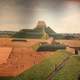 Half Picture of Ancient Cahokia at Cahokia Mounds, Illinois