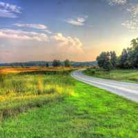 Road to the sunset at Chain O Lakes State Park, Illinois
