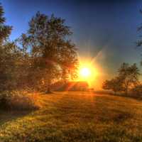 Sun setting at Charles Mound, Illinois