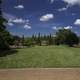 Grass landscape under blue skies in Chicago Botanical Gardens