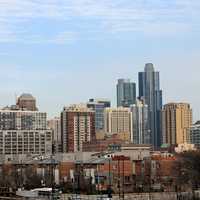 Chicago skyline from Chinatown train station in Chicago, Illinois