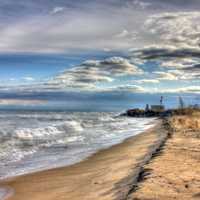 Shoreline and clouds at Illinois Beach State Park, Illinois