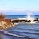 Waves splashes at Illinois Beach State Park, Illinois