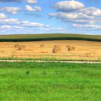 Landscape with clouds with haystacks on the Jane Adams Trail, Illinois