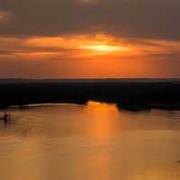 Bright Sunset over Mississippi Waters