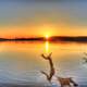 Bright Sunset Over the Lake at Rock Cut State Park, Illinois