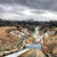 Dam and stream at Shabbona Lake State Park, Illinois