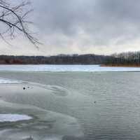 Freezing lake at Shabbona Lake State Park, Illinois