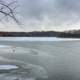 Freezing lake at Shabbona Lake State Park, Illinois