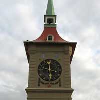 Clock tower in downtown Berne in Indiana