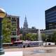 Downtown Lafayette and the Riehle Plaza in Indiana