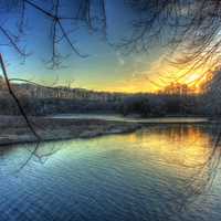 Beautiful Sunset at Backbone State Park, Iowa