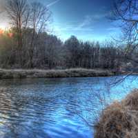 Riverside at dusk at Backbone State Park, Iowa