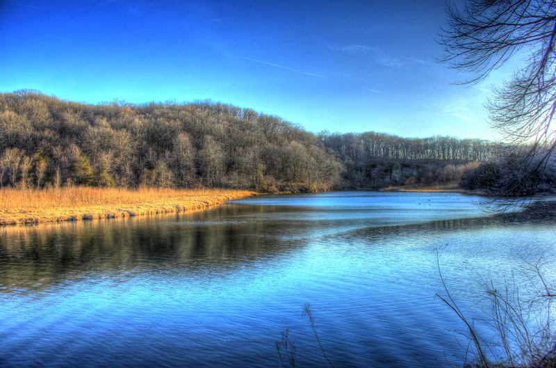 Scenic River Landscape at Backbone State Park, Iowa image