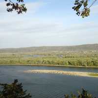 Sandbar in middle of the river at Effigy Mounds, Iowa