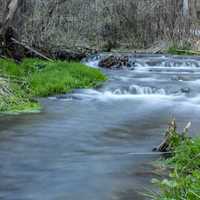 Landscapes of the running stream at Dunning Falls Park, Iowa