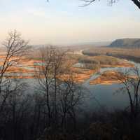 Mississippi River through forest clearing at Pikes Peak State Park, Iowa