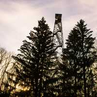 The Firetower at sunset at Yellow River State Forest, Iowa